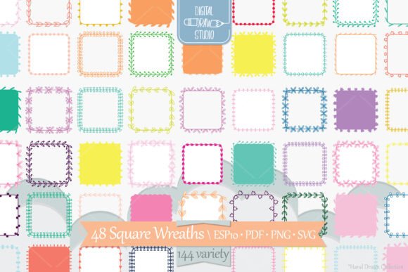 Elegant Color Square Wreaths for Modern Design Projects