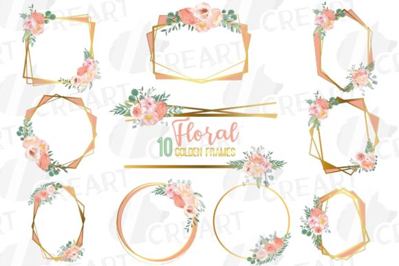 Elevate Your Projects with Blush and Gold Watercolour Floral Frames