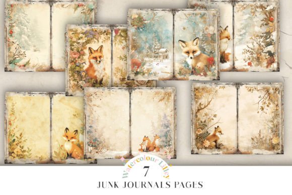 Enchanting Fox Watercolour Junk Journal Pages for Crafting