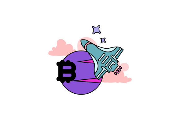 Icon Bitcoin Space Plane Color Outline: A Designer's Asset
