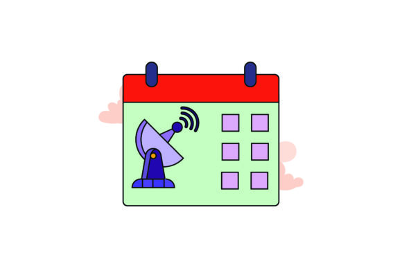 Icon Space Cute Calendar Color Outline: A Fresh Design Asset