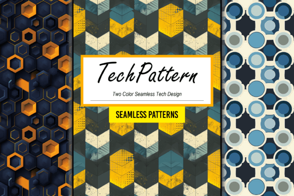 Modern Digital Aesthetics with Two Color Seamless Tech Pattern Artwork