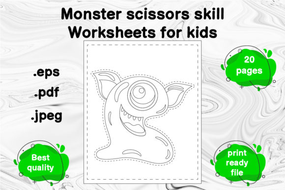 Monster Scissor Skill Cut & Color Book for Kids
