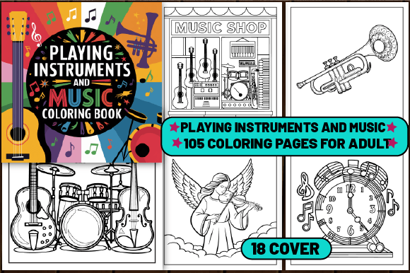 Playing Instrument and Music Color Page: A Designer's Creative Asset