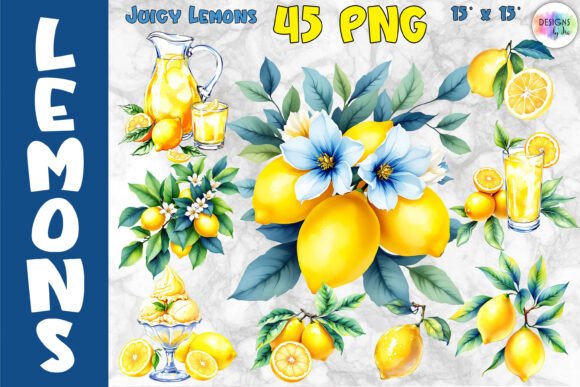 Watercolour Lemon Clipart Bundle: Citrus Joy for Your Projects