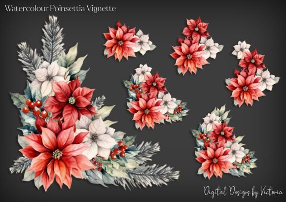 Watercolour Poinsettia Vignette: A Festive Design Asset